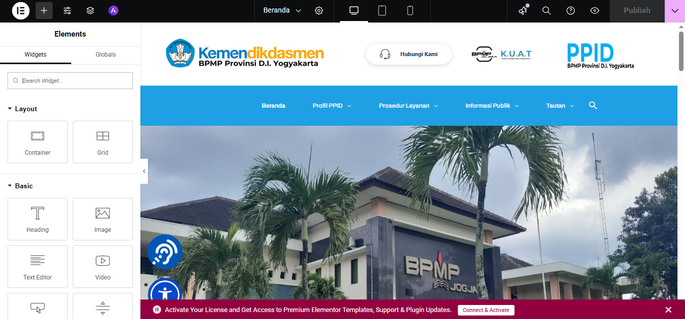 Desain Menggunakan Elementor PPID